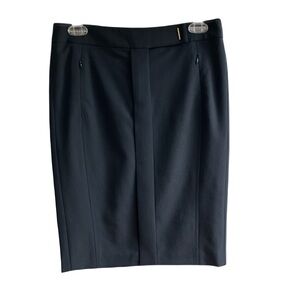 Gerard Darel Black Pencil Skirt Size 36 Wool Suit Gold Hardware Zip Pockets Fall